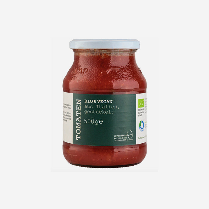 Bio-Tomaten gestückelt im Pfandglas, 500.0 g Abtropfgewicht